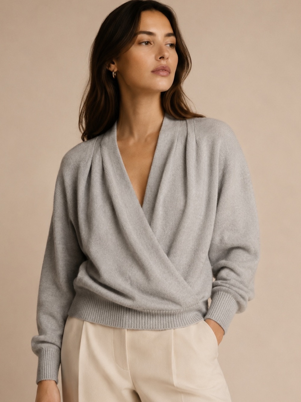ASTR The Label Gray Wrap Sweater Women's Small Soft Knit Pullover